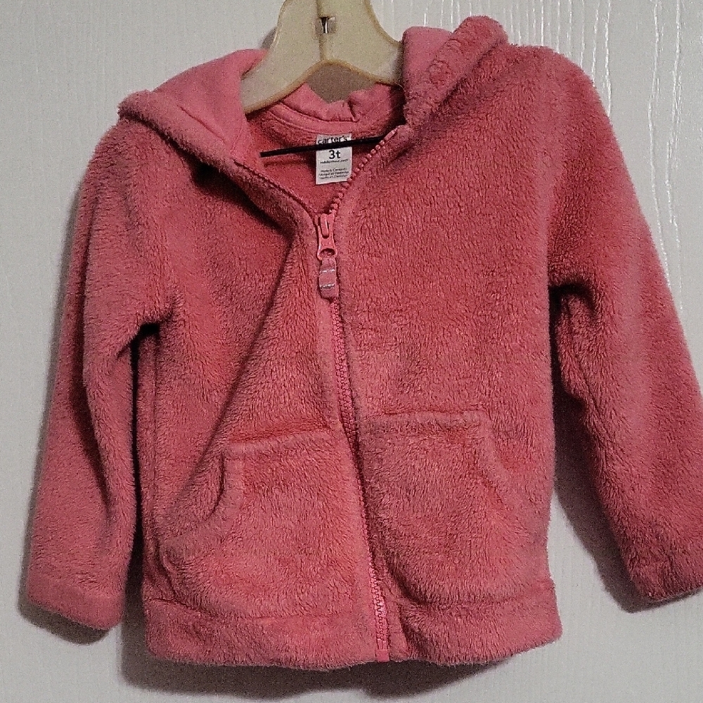 Girls Toddler Pink Fleece Zip-Up Hoodie Carter